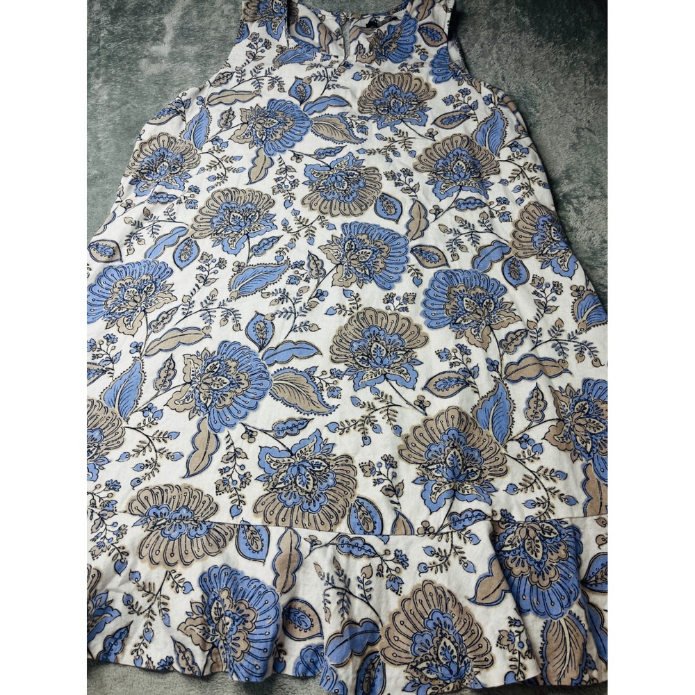Tommy Hilfiger Floral‎ Linen/Viscose Dress Sleeveless Casual Blue Beige Size 14W
